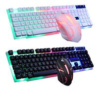 Acouto USB Gaming Keyboard and USB Mouse Combo LED Backlit Keyboard Firm Durable Colorful Glowing Gaming Mouse Computer Accessories for It Very Regular New 1 Is Suitable (Black)
