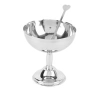 Acouto Vintage Stainless Steel Ice Cream Cup, Suitable for Ice Cream, Salad, Pudding, Desserts, 304 Stainless Steel Bowl, Retro Footed Serving Dessert Bowl for Salad and Pudding (Small Size 9CM)