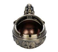 Acouto Vintage Windproof Ashtray, Zinc Alloy Elephant Styling, Embossed Decoration with Lid for Home Hotel Office