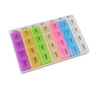 Acouto Weekly Tablet 28 Compartments Assorted Colors Removable Transparent Box for Family Fish Oils Vitamin Weekly Tablet OrganizerMedicine Box7 Day OrganizerDaily