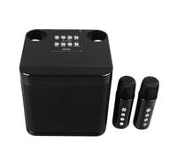 Acouto Wireless Karaoke Mini Speaker Set Dual Microphones Portable Subwoofer for Home Party Camping - ABS Black 3pcs