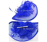 Acouto Women Party W Fascinator Cocktail Hat H Band Accessories Veiling H Headband Vintage Clamp/Holder Party Hat Headband Feathers for Head Dr for Women W Cocktail Combi of (Blue)