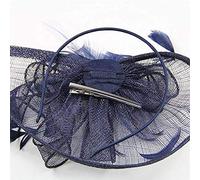 Acouto Women Party W Fascinator Cocktail Hat H Band Accessories Veiling H Headband Vintage Clamp/Holder Party Hat Headband Feathers for Head Dr for Women W Cocktail Combi of (Navy)
