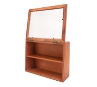 Acouto Wood Desktop Organizer Freestanding Wooden Display Shelves for Mini Figures Cosmetics Makeup Storage