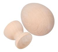 Acouto Wood Easter Egg Unpainted Wood Fake Artificial Egg with Cup Holder for DIY Decorating CraftBurlywood Shape Made Selected of Nature Materi Easter EggWood Fake (Ordinary egg)