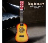 Acouto Wooden 23in Guitar Musical Educational Instrument Toy for Kid Beginner Kid Beginner GuitarKid Guitar ToyBeginner GuitarGuitar ToyWooden (Sunset Color)