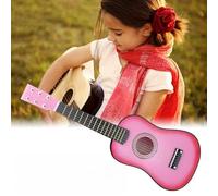 Acouto Wooden 23in Guitar Musical Educational Instrument Toy for Kid Beginner Kid Beginner GuitarKid Guitar ToyBeginner GuitarGuitar ToyWooden (Pink)