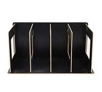 Acouto Wooden 4 Sections Desktop Book Rack Bookshelf CD Storage Sorting Bookends Office Carrying Shelves for Students Kids Adult(black)