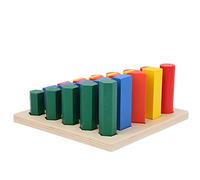 Acouto Wooden Baby Geometric Building Blocks Colorful Baby Blocks Game Educational Toy Gift Attract Attention of Eco?friendly babies' Various Red Wooden Materials and Green Shapes