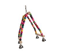 Acouto Wooden Beads Bird Swing Toy Colorful Half Circle Bird Swing Perch Toys for Parrots Colorful Beads Is At Wooden ToyBird ToyColorful