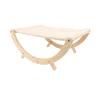 Acouto Wooden Cat Hammock Foldable Antislip Easy To Assemble Elevated Pet Hammock Bed Furniture for Indoor Cat Plush Style a Chair Converted Rotating Blocks Rocking By the Can (Plush Style)