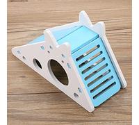 Acouto Wooden Hamster House Rest Assembly Climbing Stairs Small Pet Exercise Playing Toy Quality Material Wood Your Saf Hamster ToyHamster HouseHamster NestWooden (Blue)