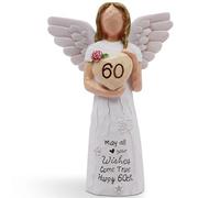 AcowSpt 60th Birthday Gifts for Women, Angel - Women's 60th Birthday Figurine, Cream Resin Hand-Painted Figurine