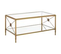 acox rectangular clear glass top coffee table with gold frame