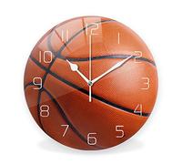 ACOZUHSE Silent Non-Ticking Sport Theme Wall Clocks, Basketball Pattern Wall Clock, Battery Operated 9.8"x9.8" Round Wall Clock for Home Decor Boy Room Living Room School Birthday Gift