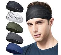 Acozycoo Mens Running Headband,5Pack,Mens Sweatband Sports Headband for Running,Cycling,Basketball,Yoga,Fitness Workout Stretchy Unisex Hairband