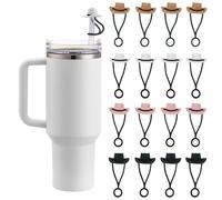 Acpetdr 16Pcs Stanley Cup Straw Cover Cowboy Hat Straw Covers for 10mm Straw Tumbler Accessories Dustproof Reusable Straw Tips Protectors Personalized Stanley Cup Accessories