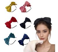 Acpetdr 6Pcs Hair Bows for Women Hair Bow Big Hair Bows Clips for Girls Silky Satin Large Hair Ribbons Oversized Long Tail Hair Bows Hair Barrettes