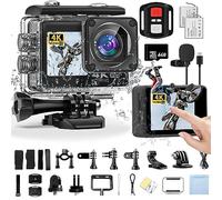 ACProPlus 4K Action Camera, Sports Video Camera WiFi with Touch Screen Dual Screen, 131FT Underwater, EIS 2.0, 170° Wide Angle, Zoom, 2 Batteries & Accessory Kits for Vlog