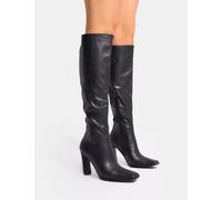 Acquilla Black Knee High Flared Heel Boots Public Desire Black 3