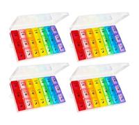 Acquwistach 4PC Weekly Pill Organizer 3 Times a Day, 7-Day Moisture-Proof Pill Box with 21 Compartments, Portable Travel Container for Vitamins Fish Oil Compartments Supplements(Color)