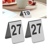 ACRaBoss 10Pcs Stainless Steel Tent Style Table Numbers, Stackable Place Cards Digital Restaurant Number Plate Tabletop Number for Wreception Restaurant Party Cafes Bars/41-50