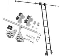 ACRaBoss 3.3Ft-20 Ft Premium Rolling Library Ladder Hardware Kit, Complete Metal Round Tube Mobile Ladder Rack for Bookshelves with Secure Floor Roller/6.6Ft/200Cm Track Kit