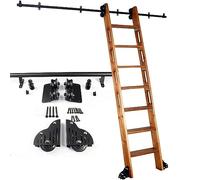 ACRaBoss Black Ladder Track Kit Sliding Library Ladder Hardware Kit Sliding Barn Door Kit Mobile Ladder Rail with Floor Roller Wheel (No Ladder)/Black/16Ft/500Cm Track Kit
