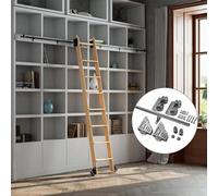 ACRaBoss Carbon Steel Rolling Ladder Hardware Kit - Bookcase Sliding Rail & Mobile Library Ladder Hanging Rail - Sliding Door Accessories (No Ladder)/16Ft/500Cm Track Kit