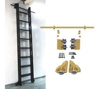 ACRaBoss Carbon Steel Sliding Library Ladder Hardware Kit, Rolling Track with Floor Roller Wheels for Bookcases, Home, and Office Spaces/8Ft/244Cm Track Kit