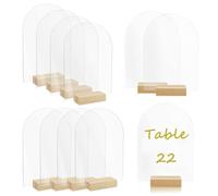 ACRaBoss DIY Acrylic Blank Table Numbers Signs for Wedding, Coffee Signs Centerpieces Decor, 3.9X5.1In Clear Arch Acrylic Sign with Wood Stand, Wtable Number/1-30