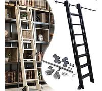 ACRaBoss Heavy Duty Wrought Iron Library Rolling Ladder Track Kit Sliding Extension Hanging Rail Floor Roller Wheels Mobile Ladder Track Hardware (Ladder Not Included)/3.3Ft/100Cm Track Kit