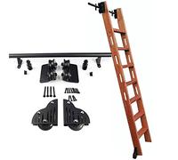 ACRaBoss Library Rolling Ladder Hardware Kit, Durable Sliding Rail for Home & Commercial Use, Black Steel Round Tube Track, Smooth & Quiet Movement/6.6Ft/200Cm Track Kit
