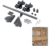 ACRaBoss Library Rolling Ladder Mounting Kit Retractable Black Steel round Tube Mobile Ladder Tracks, 3.3Ft-20Ft Sliding Library Ladder Hardware Home Office Library Tensible Roller Rolling Track Kit/3