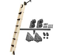 ACRaBoss Library Sliding Ladder Hardware Kit, 3.3Ft-20Ft Rolling Ladder Track, Black Steel Round Tube Mobile Rails with Floor Roller Wheels, Easy to Install (No Ladder)/16Ft/500Cm Track Kit