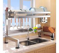 ACRaBoss over the Sink Dish Drying Rack, Stainless Steel Kitchen Organizers and Storage for Dishes Bowls Cutlery, Plate Strainers above Kitchen Counter/Tier 1/95Cm