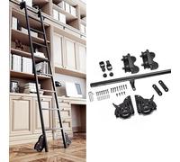 ACRaBoss Retractable Rolling Library Ladder Hardware Kit, Round Tube Mobile Ladder Track Rail with Floor Roller Brakes, Metal Sliding Ladder Track for Home & Office/3.3Ft/100Cm Track Kit