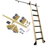 ACRaBoss Rolling Library Ladder Hardware Kit, 100-732Cm Adjustable Track Kit for Home, Office & Warehouse, Includes Floor Rollers with Brake/20Ft/610Cm Track Kit