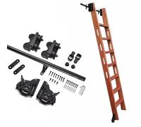 ACRaBoss Rolling Library Ladder Hardware Kit, Metal Round Tube Mobile Ladder Track with Floor Rollers, Sliding Ladder Rail for Home, Office, and Bookcases/16Ft/500Cm Track Kit