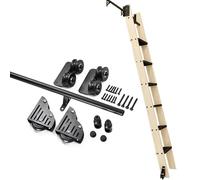 ACRaBoss Rolling Library Ladder Hardware Kit, Quieter,Nger and More Durable, Round Tube Carbon Steel Sliding Ladder Track with Floor Roller/6.6Ft/200Cm Track Kit