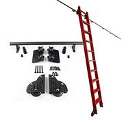 ACRaBoss Rolling Library Ladder Heavy Duty Slide Rails Sliding Ladder Rail Track Hardware Kit Library Ladder Mobile Ladder Track Kit, with Floor Roller Wheels/16Ft/500Cm Track Kit