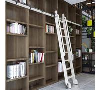 ACRaBoss Rolling Sliding Ladder Hardware Library - Sliding Barn Door Slide Kit, Steel Round Tube Mobile Ladder, Library Telessliding Ladder Accessories/200Cm(6.6 Ft) Track Kit