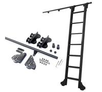 ACRaBoss Round Tube Rolling Library Ladder Hardware Kit, Full Track Set with Floor Roller Wheels, Durable Metal Sliding Rail for Indoor Use/3.3Ft/100Cm Track Kit