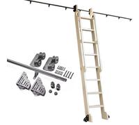 ACRaBoss Sliding Library Ladder Hardware Kit 3.3Ft-20Ft, Round Tube Mobile Ladder Track Rail Home Office Rolling Ladder for Loft Full Set Kit, Floor Roller Wheels/10Ft/300Cm Track Kit