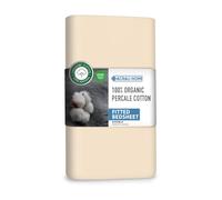 Acrali Home 100% Percale Cotton Double Fitted Sheets - 30cm/12in Deep Fitted Sheets Double Bed - Hotel Quality, Super Soft and Breathable Fitted Bed Sheets Double - Cream 137x190 cm