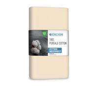 Acrali Home 100% Percale Cotton Single Fitted Sheet - 30cm/12in Deep Fitted Single Sheet - Hotel Quality, Super Soft and Breathable Single Bed Sheets - Cream 90x190 cm