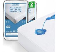 Acrali Home 2 Pack Fitted Extra Deep 40cm Skirt, Premium Terry Cotton, Hypoallergenic Single Mattress Protector 90x190cm - Washable, Nonslip Mattress Cover Sheet
