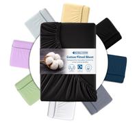 Acrali Home Black Egyptian Cotton Single Fitted Sheet 90x190 cm - 200 Thread Count, Deep Pocket - Ultra Soft Hotel Quality, Breathable & Hypoallergenic Bottom Bed Sheet