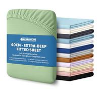 ACRALI HOME Double Fitted Sheet - 40cm Extra Deep Pocket, Microfiber Sage Green Bottom Sheet for Double Bed - Easy Care, Hotel Quality Soft Bedsheet - Breathable, Shrinkage & Fade Resistant