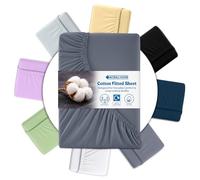 Acrali Home Gray Egyptian Cotton Single Fitted Sheet 90x190 cm - 200 Thread Count, Deep Pocket - Ultra Soft Hotel Quality, Breathable & Hypoallergenic Bottom Bed Sheet